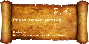 Pressburger Armida névjegykártya